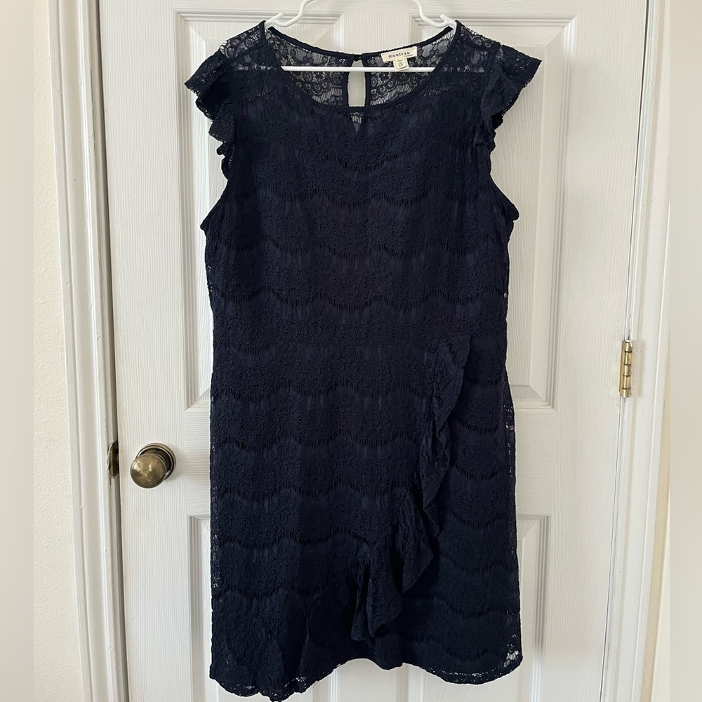Monteau Midnight Blue Lace Midi Dress